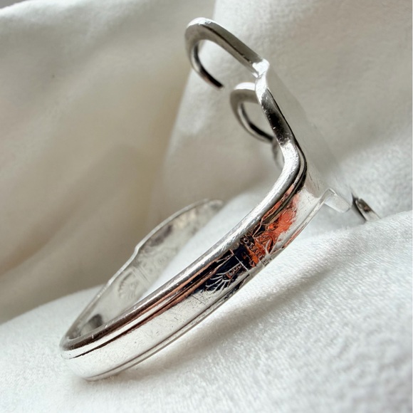 Sterling Silver Plate Sculptural Fork-Form First Love Coachella Cuff Bracelet - Picture 13 of 16